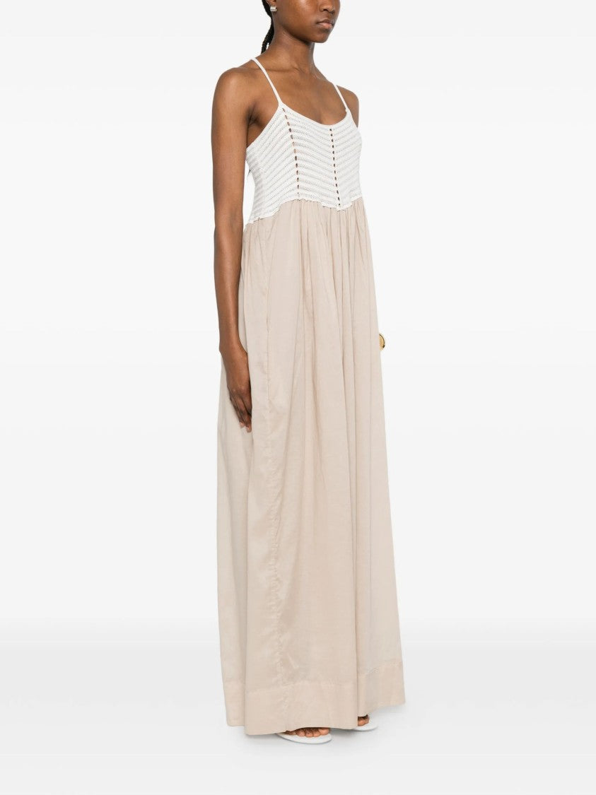 Jucca Two-Tone Fitted Crochet Maxi Dress