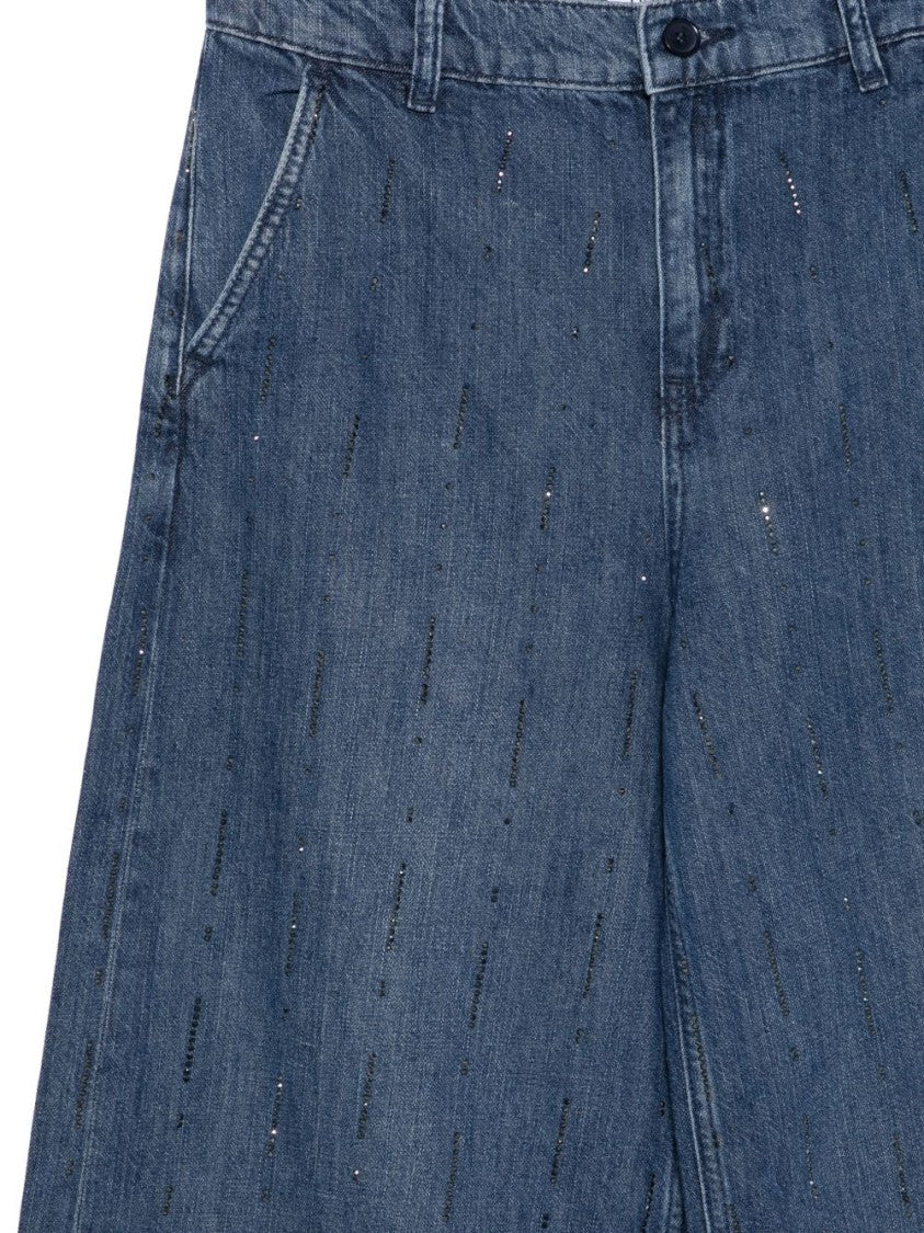 Liu Jo Blue Studded Buttoned Five-Pocket Jeans