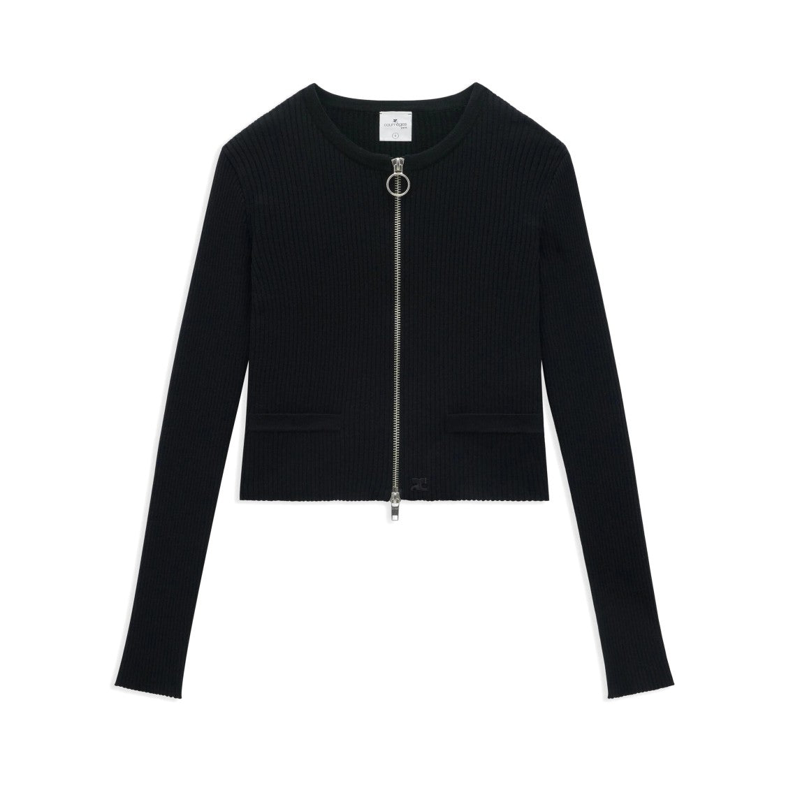 Courrèges Cropped Ribbed Sweater With Modern Zipper Closure