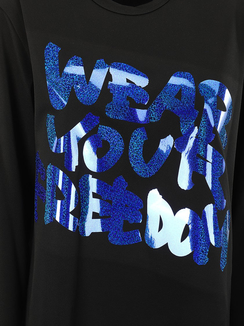 Comme Des Garçons Long-Sleeved T-Shirt With Glitter Applied Print