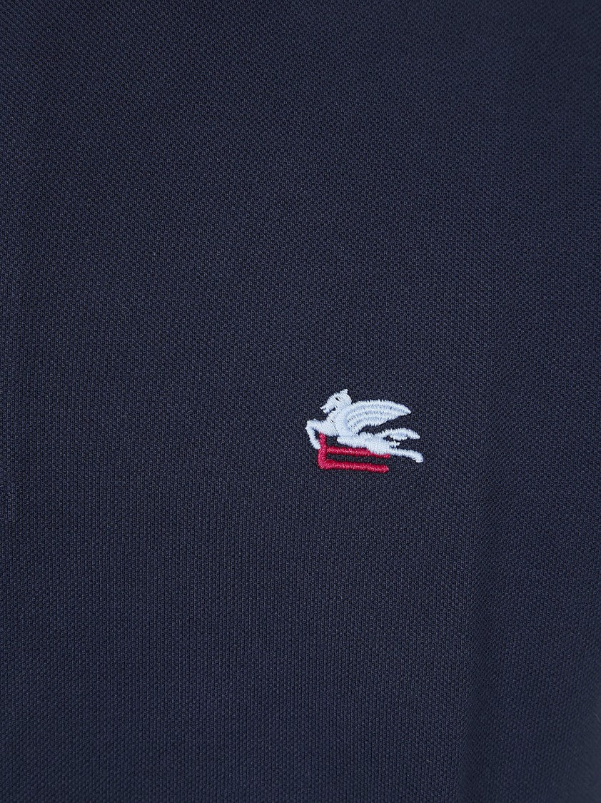 Etro Roma Pegasus Embroidered Cotton Pique Polo Shirt