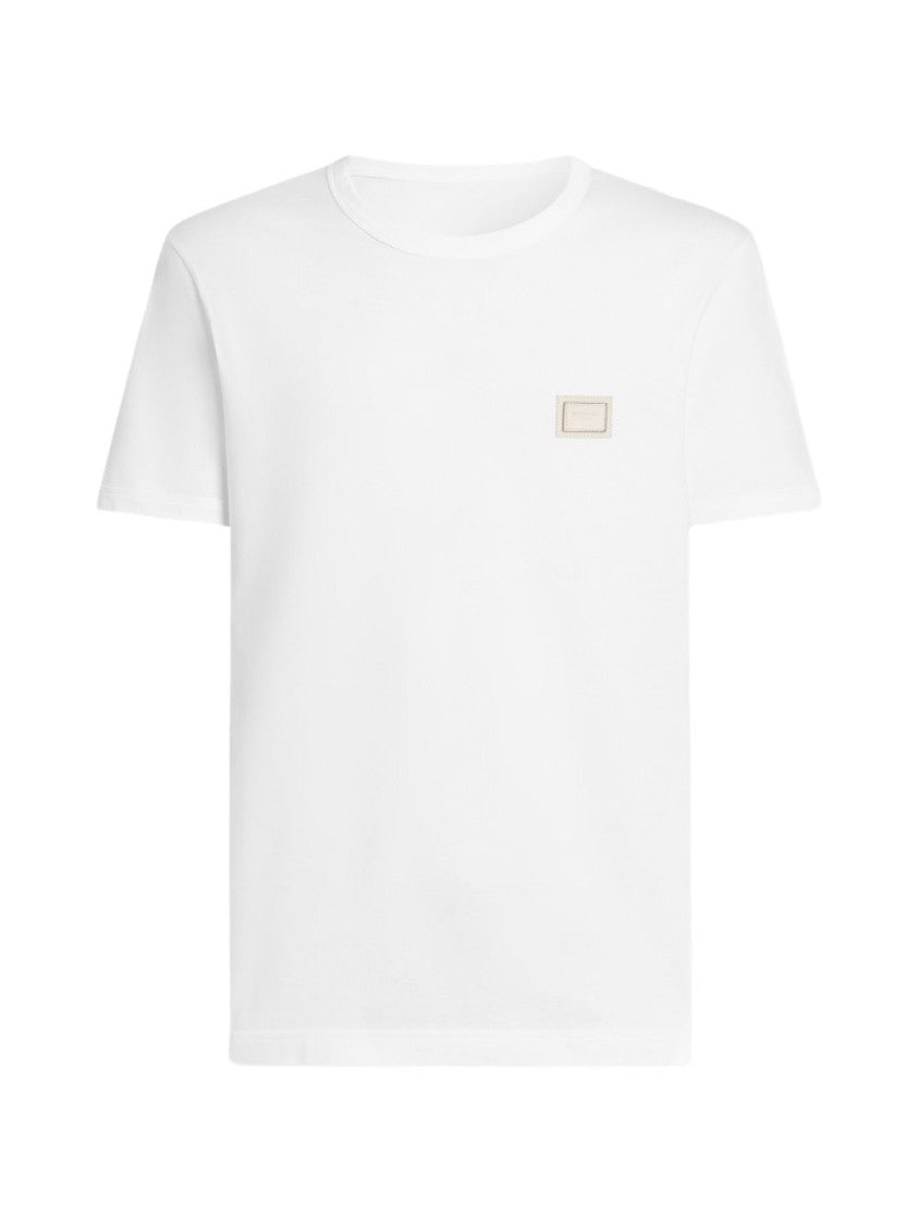 Dolce & Gabbana Black Cotton Iconic Logo Plate T-Shirt