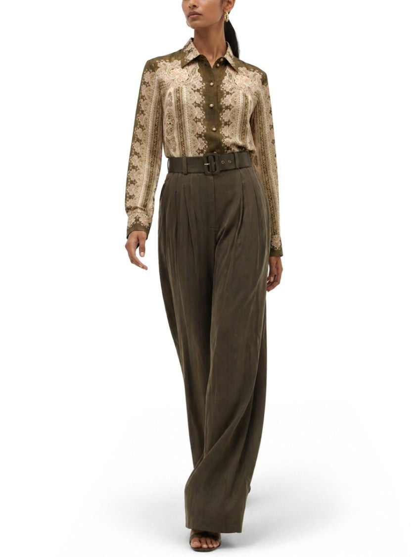 Zimmermann Luna Paisley Floral Vertical Stripes Shirt Blouse