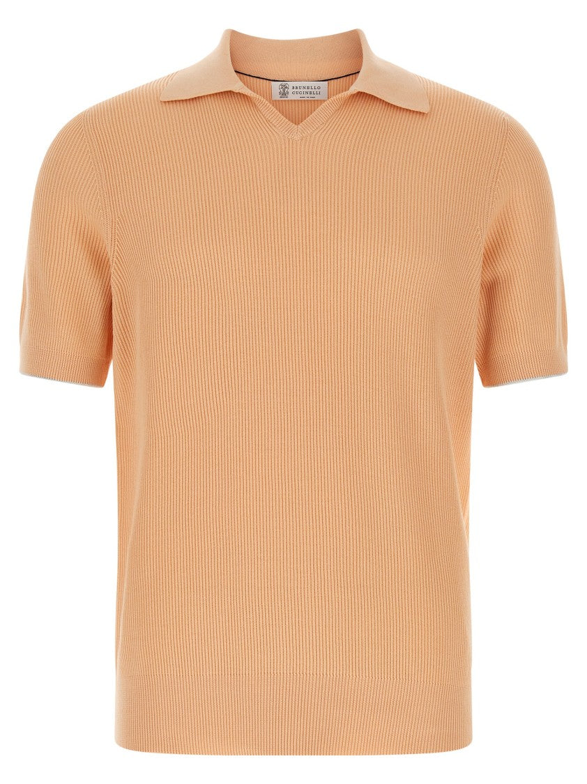 Brunello Cucinelli Ribbed Cotton Knit Polo Shirt