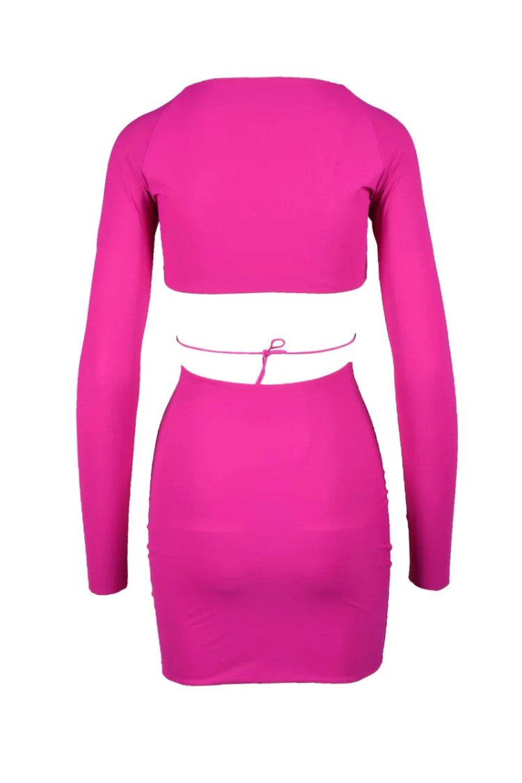 Amazuin Fuchsia Mini Dress With Cut-Out Details