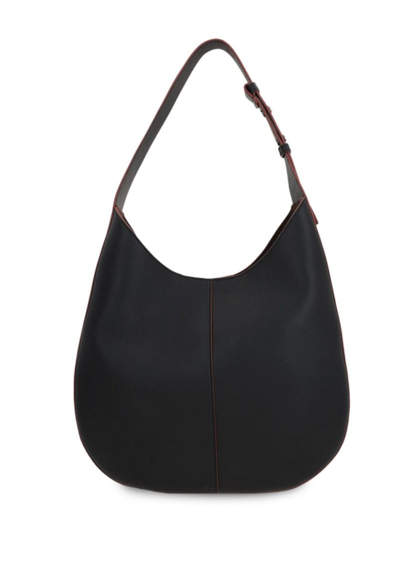 Tod's Calfskin Black Shoulder Bag With Adjustable Strap