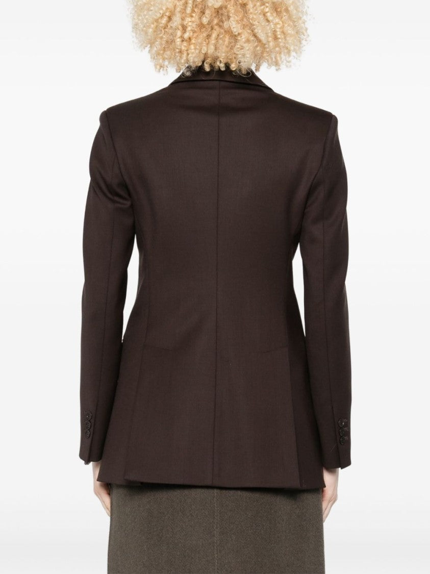 Parosh Double-Breasted Gabardine Blazer With Flap Pockets