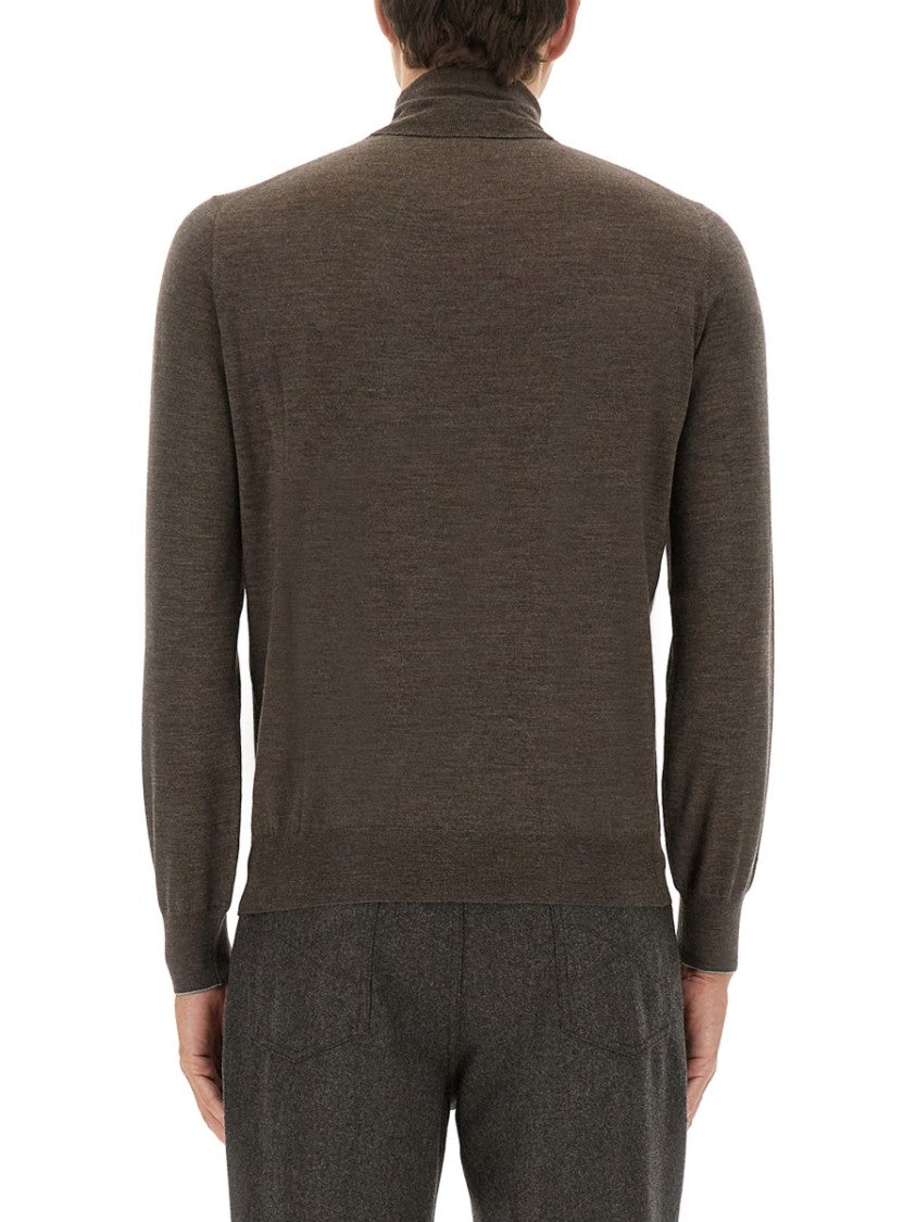 Brunello Cucinelli Fine-Knit Turtleneck Sweater With Ribbed Detailing