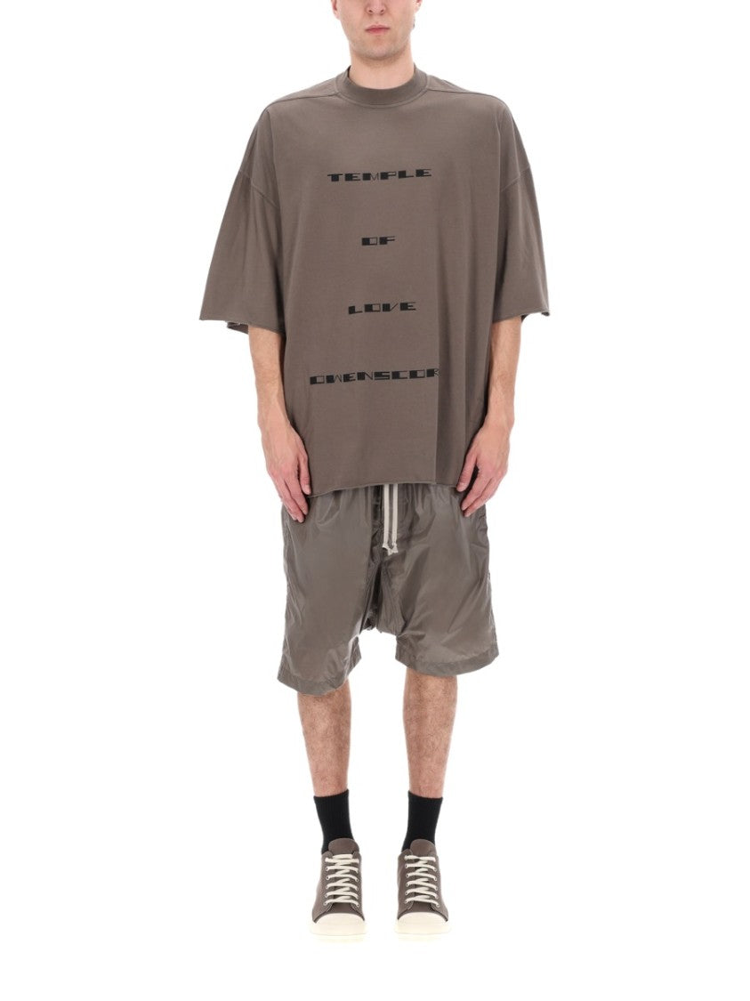 Drkshdw By Rick Owens Tommy T Oversized Cotton Asymmetrical T-Shirt