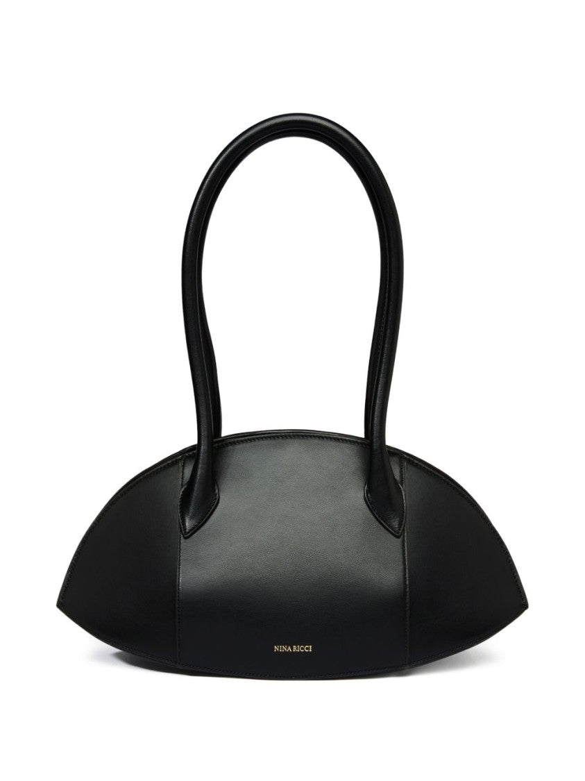 Nina Ricci Black Elongated Oval Silk Shoulder Bag