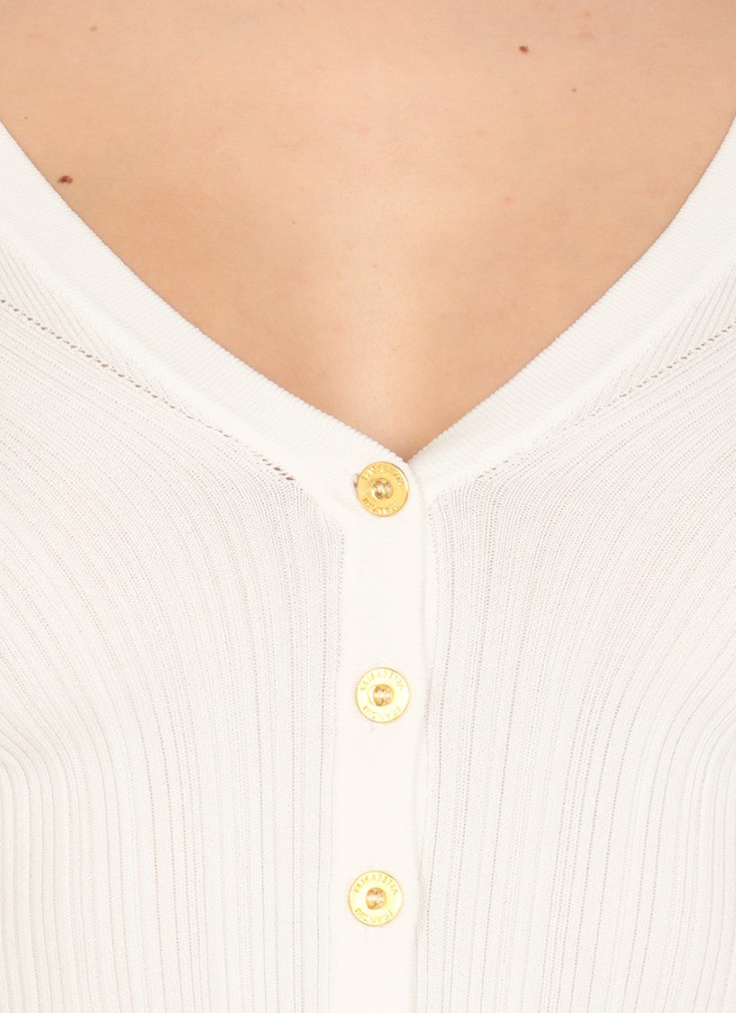 Elisabetta Franchi Ivory Viscose Blend Cardigan