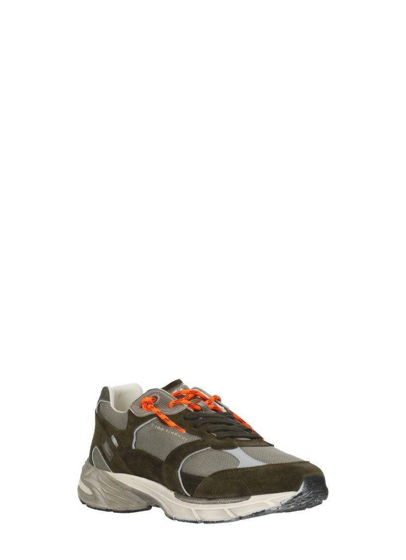 Crime London Green Fugitive 9094 Leather Mesh Used-Effect Sneakers