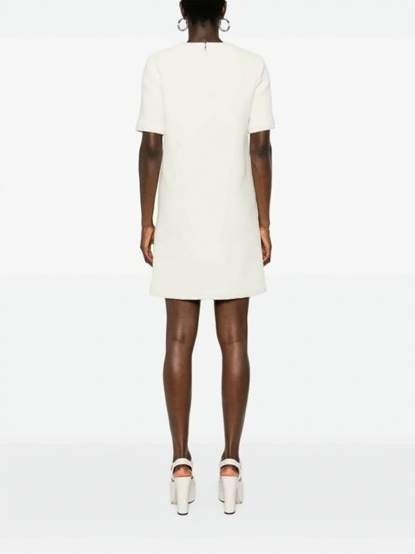 Gucci Textured Wool Blend Midi Dress With Buttoned Placket