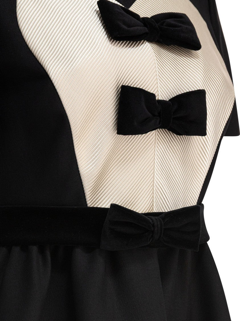 Valentino Black Virgin Wool And Silk Blend Mini Dress