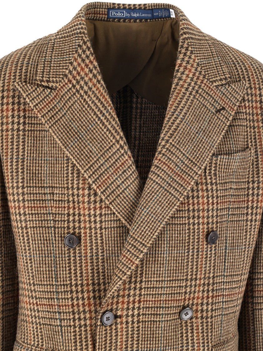 Polo Ralph Lauren Brown Prince Of Wales Wool Double-Breasted Blazer