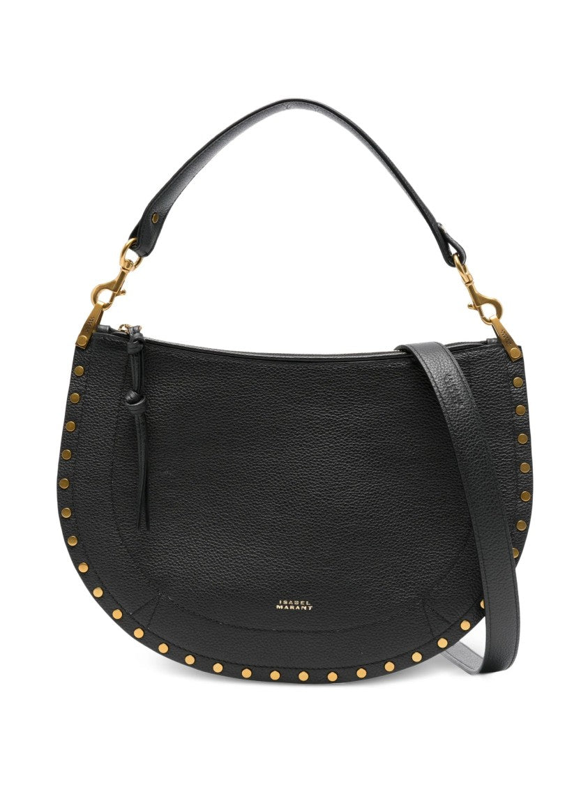 Isabel Marant Crescent-Shaped Soft Pebbled Leather Shoulder Bag With Gold-Tone Studs