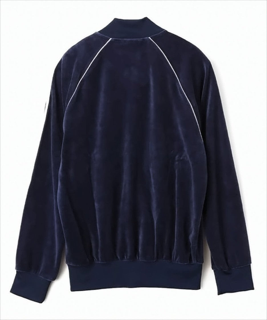Adidas Velvety Navy Jacket With Striped Accents