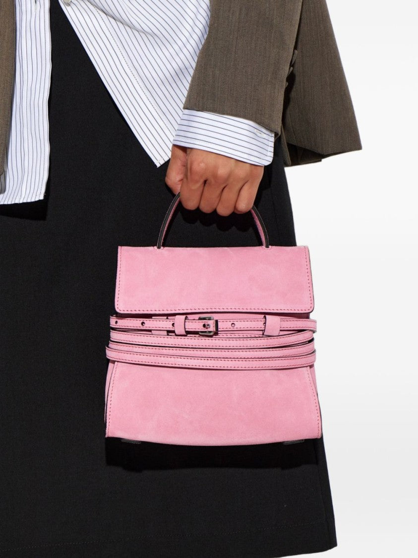 Moschino Pastel Pink Structured Handbag With Embossed Logo