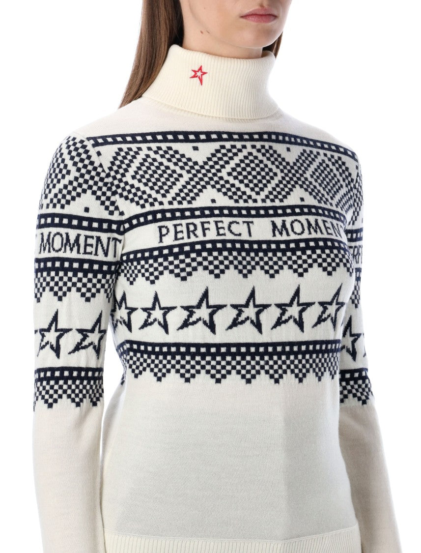 Perfect Moment Merino Wool Intarsia Turtleneck