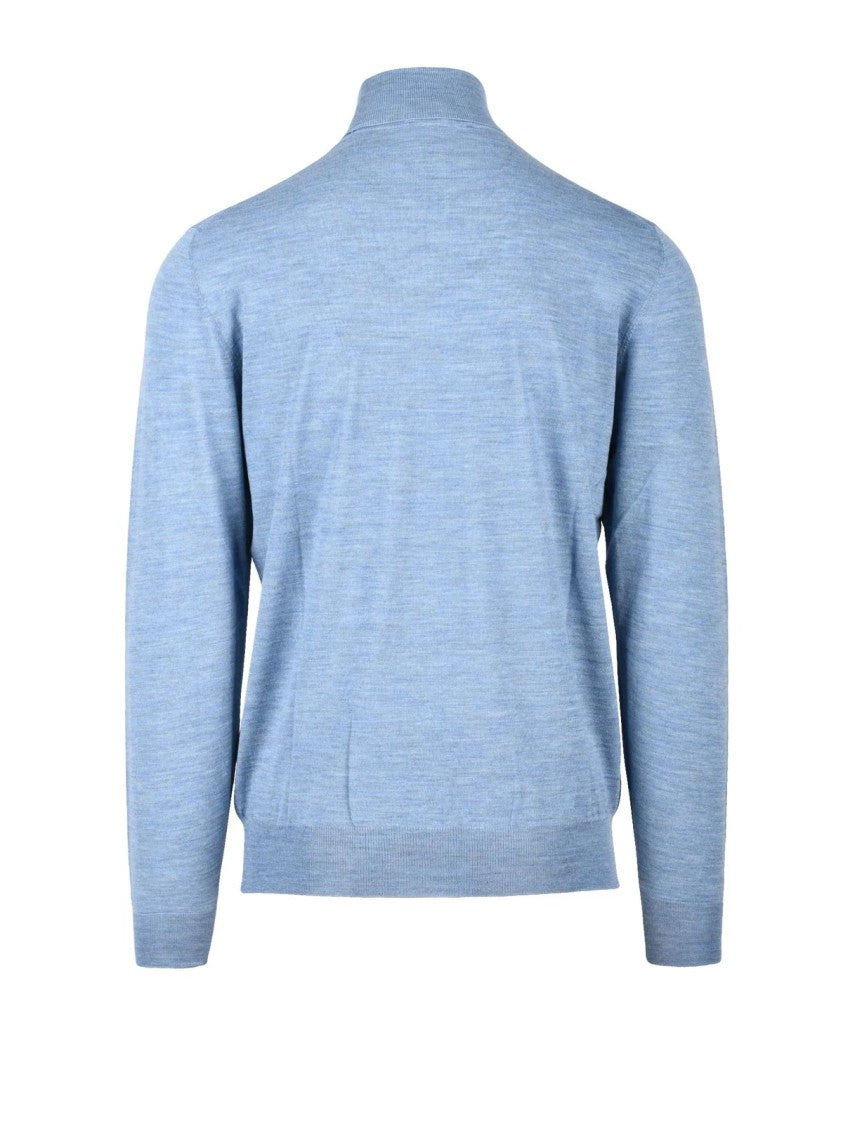 Filippo De Laurentiis High-Rib Mock Neck Cycling Sweater In Light Blue