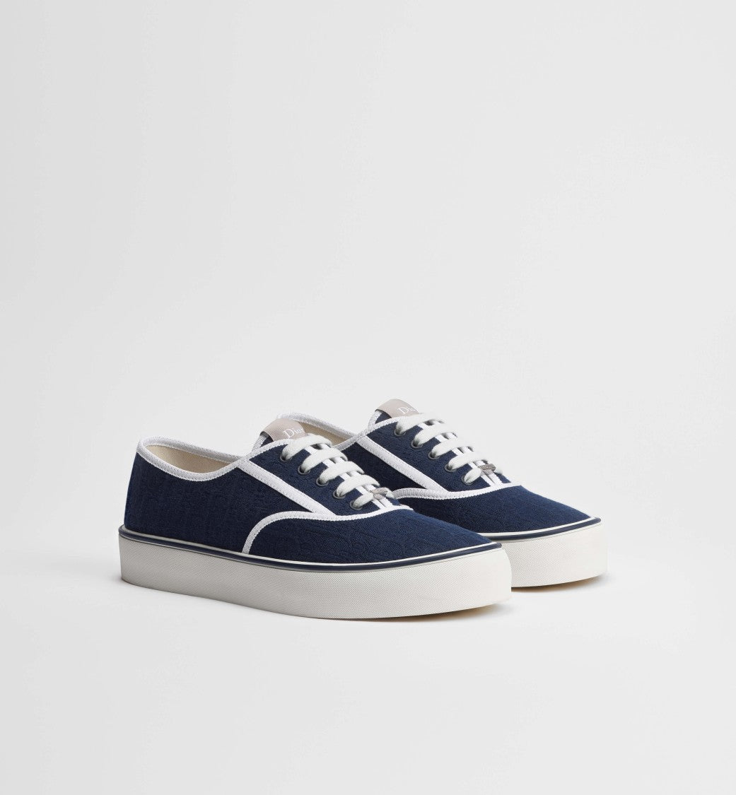 Christian Dior Low-Top Navy Sneaker With Textured Upper And White Accents