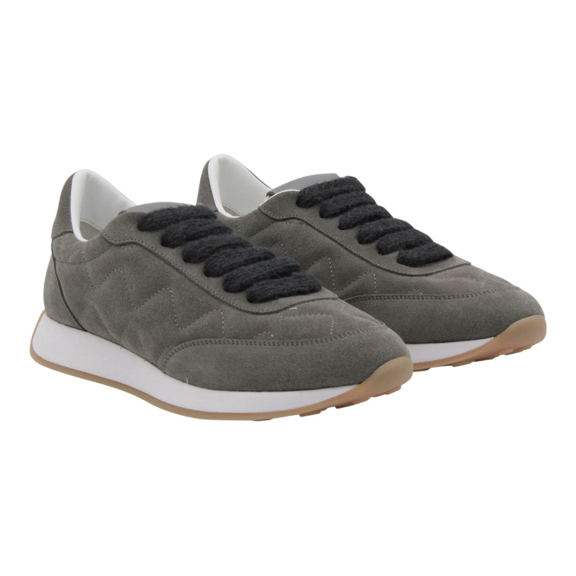 Fabiana Filippi Soft Suede Sneakers With Zigzag Stitch Design
