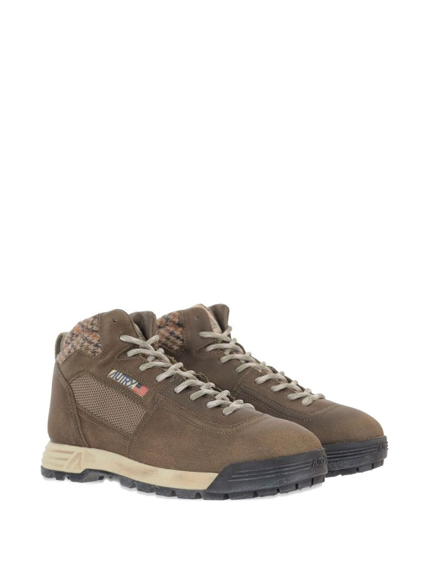 Autry Mid-Top Sneakers With Houndstooth Ankle Panel