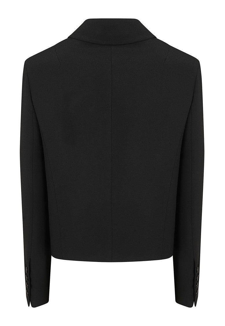 Ermanno Scervino Cropped Single-Breasted Jacket With Classic Collar And Flap Pockets