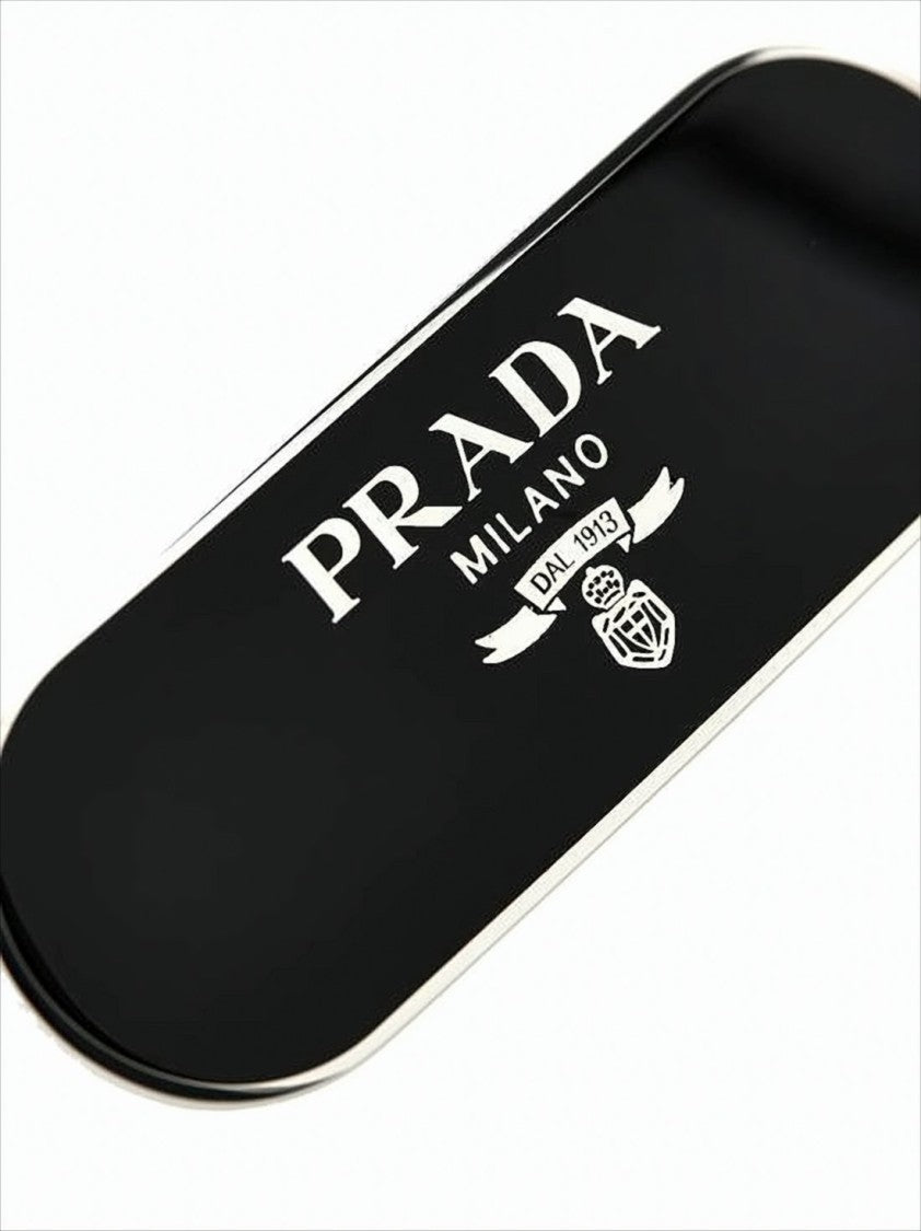 Prada Glossy Black Metal Hair Accessory