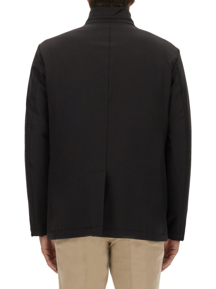 Fay High Collar Jacket With Unique Hook Closure