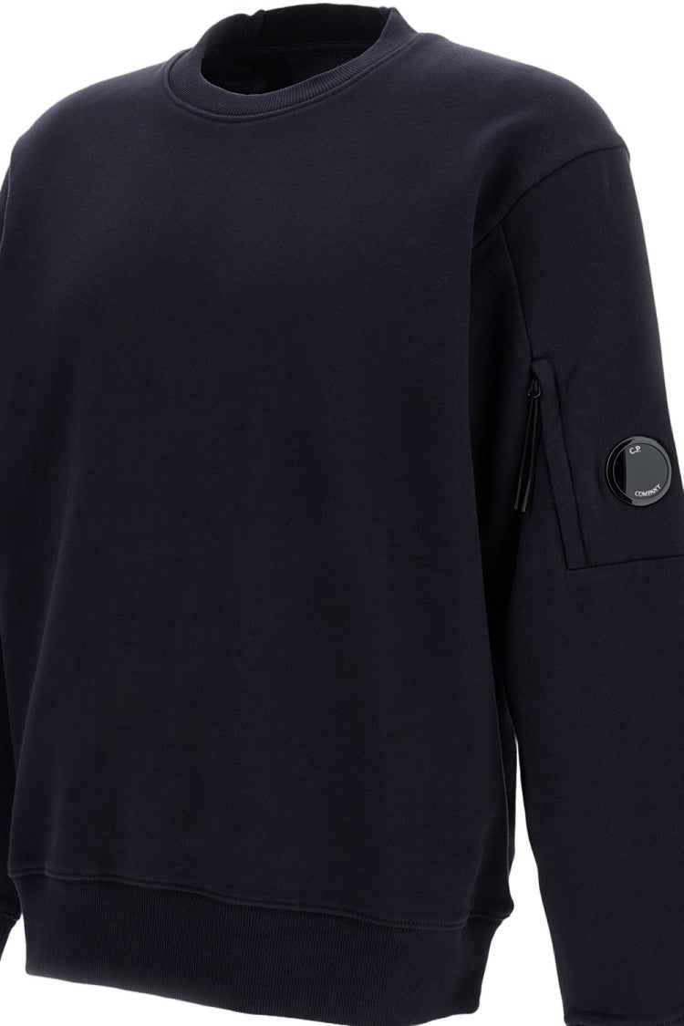 C.P. Company Diagonal Raised Fleece Crewneck Sweatshirt With Lens Detail