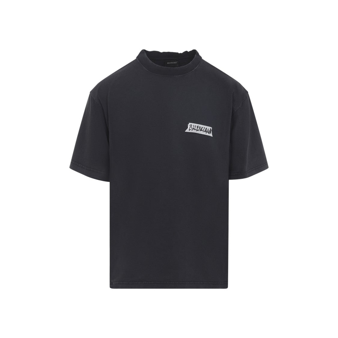 Balenciaga Black Cotton T-Shirt With Handwritten Accents