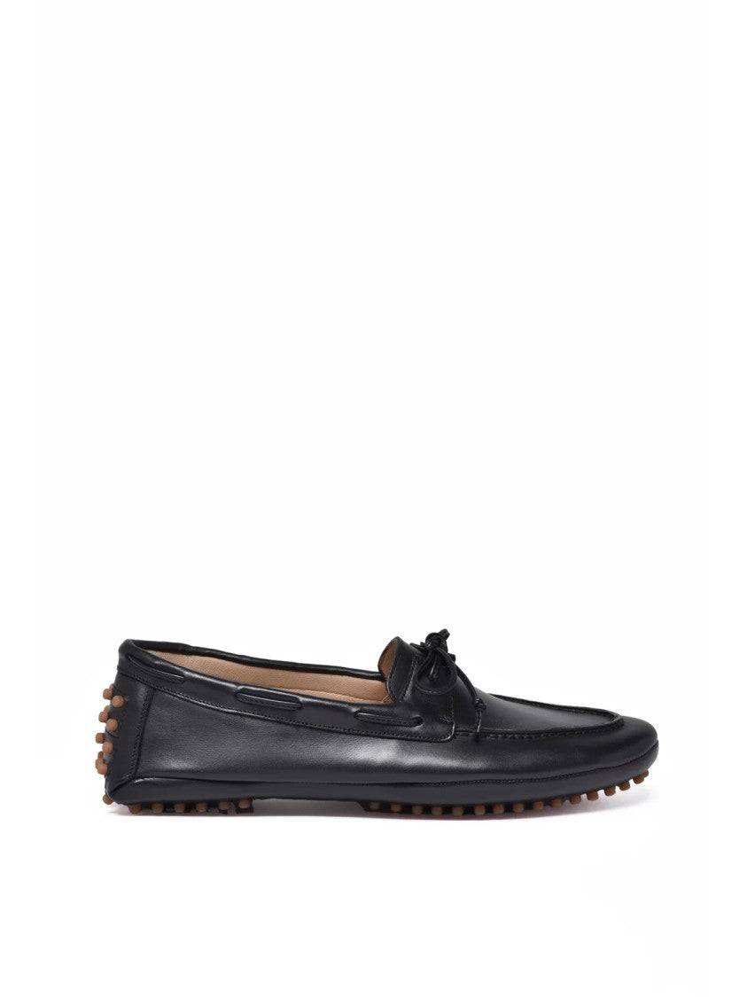 Le Monde Béryl Black Rubber Studded Leather Loafers