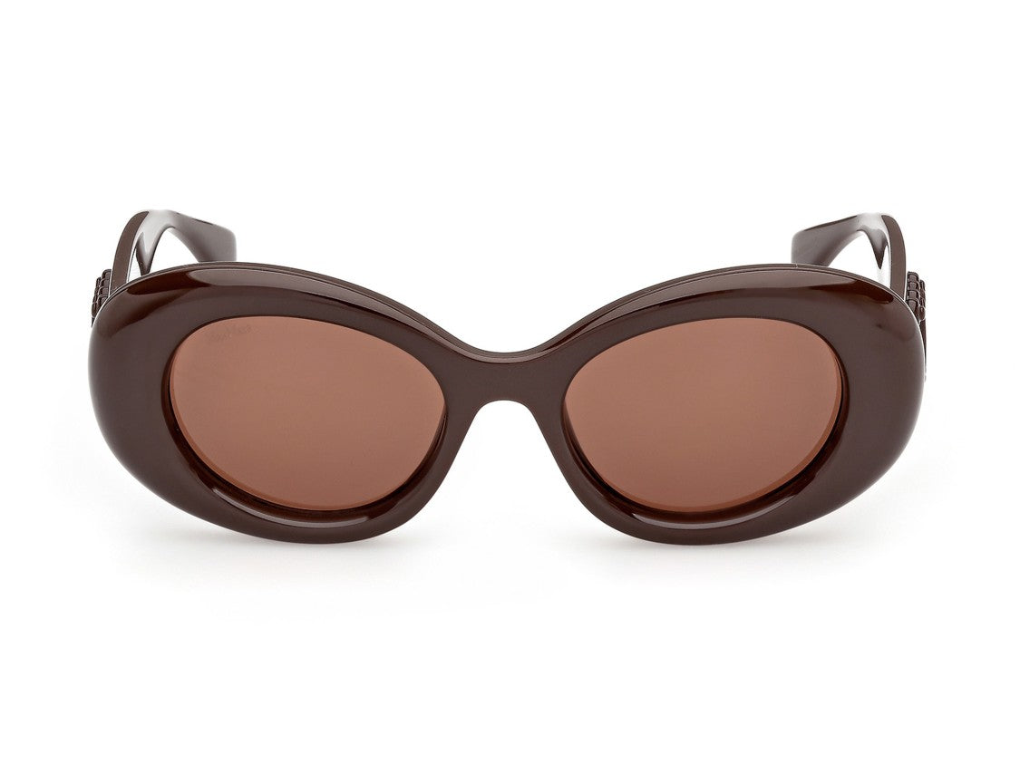 Max Mara Mm0208 Glossy Emblem Oversized Round Sunglasses