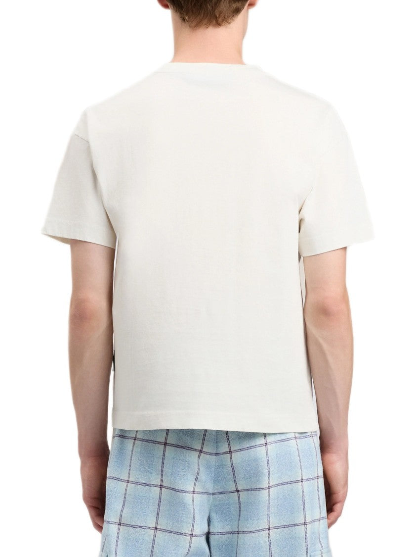Palm Angels Classic White T-Shirt With Signature Neckline Logo