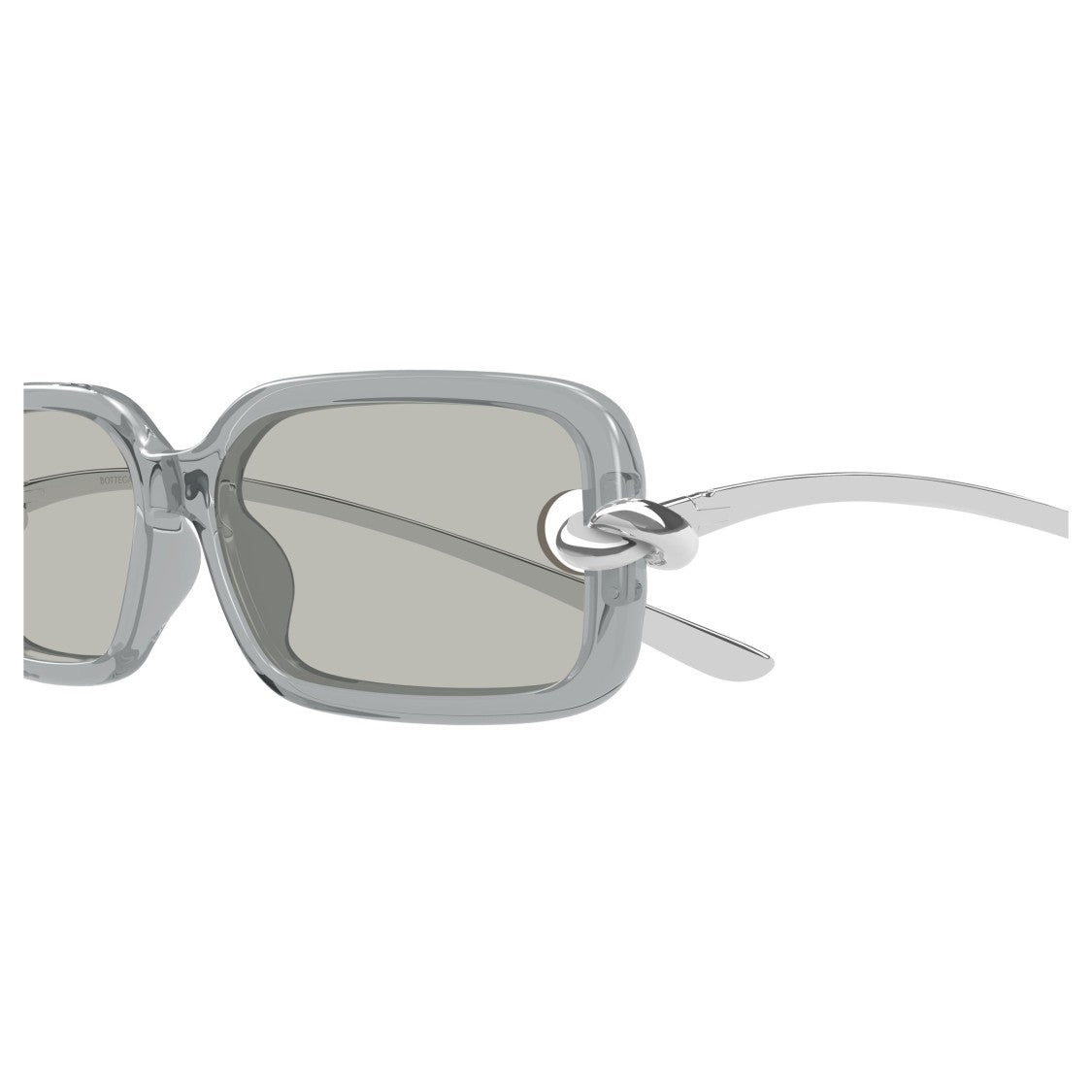 Bottega Veneta Bv1439s Translucent Grey Rectangular Sunglasses