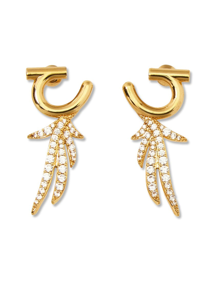 Ferragamo Curved Gold-Tone Earrings With Leaf-Inspired Design