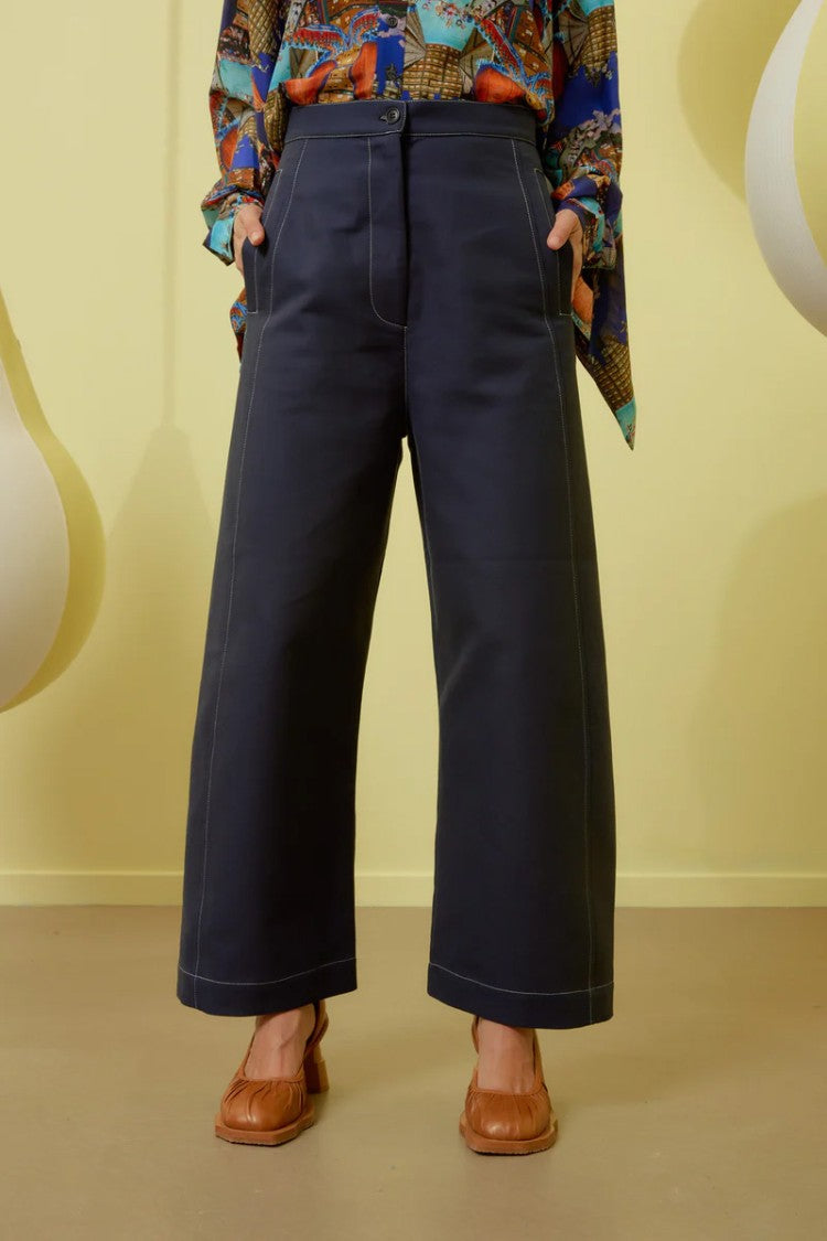 Henrik Vibskov Post Pant In Navy Off White
