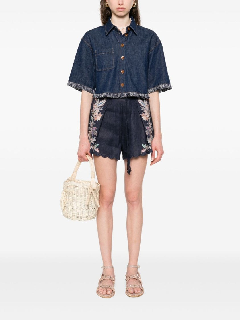 Zimmermann Indigo Denim Shirt With Classic Collar