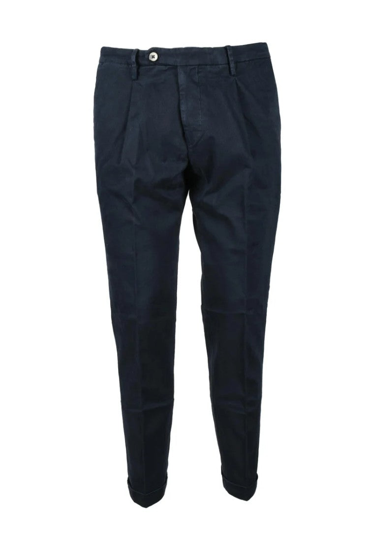 Michael Coal Cotton Stretch Trousers With Tapered Leg Design