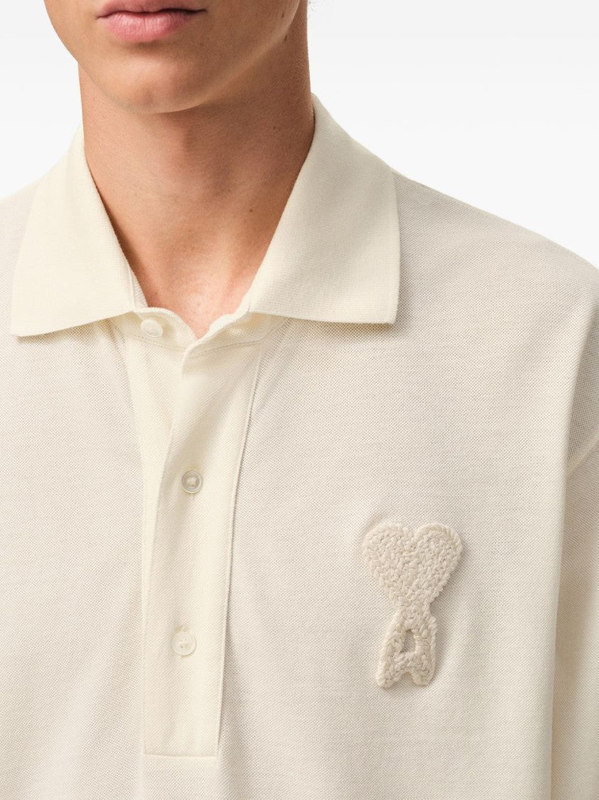 Ami Paris Boxy-Fit Piqué Knit Polo Shirt