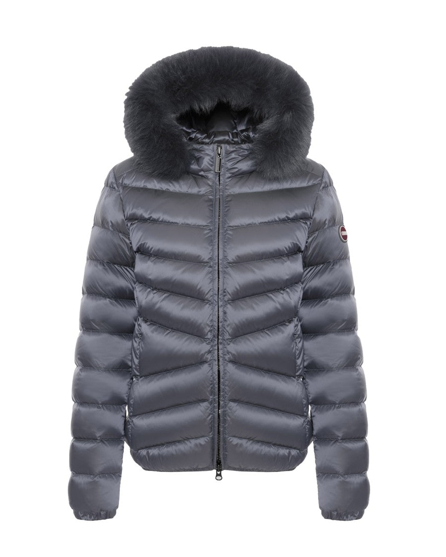 Colmar Chevron Quilted Padded Down Coat With Detachable Faux Fur Hood