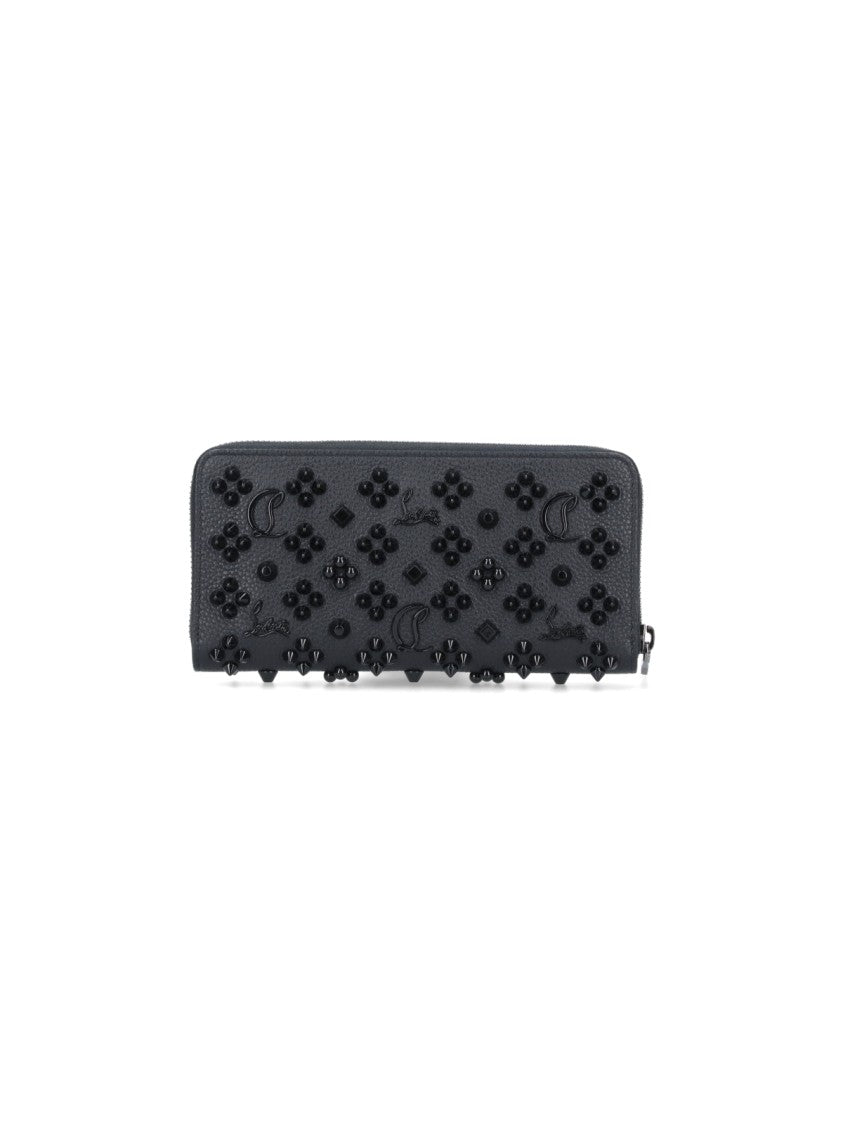 Christian Louboutin Continental Wallet In Textured Black Leather