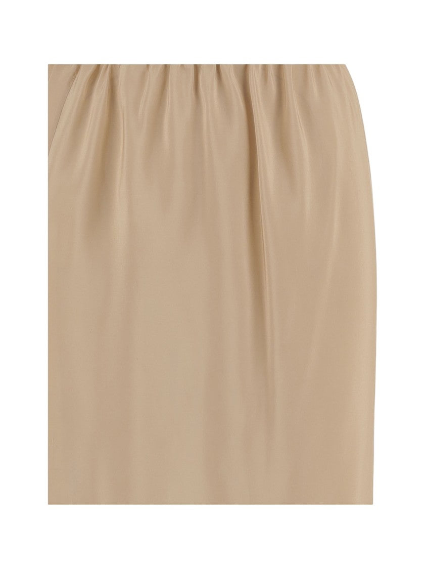 Carven Straight-Leg Beige Skirt With Soft Lace Trim
