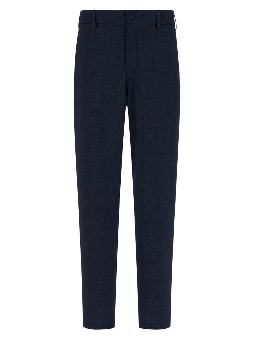 Herno Navy Trousers In Technical Wool Canvas