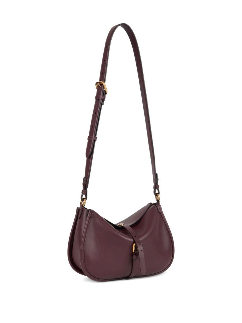 Etro Bordeaux Leather Shoulder Bag With Suede Interior