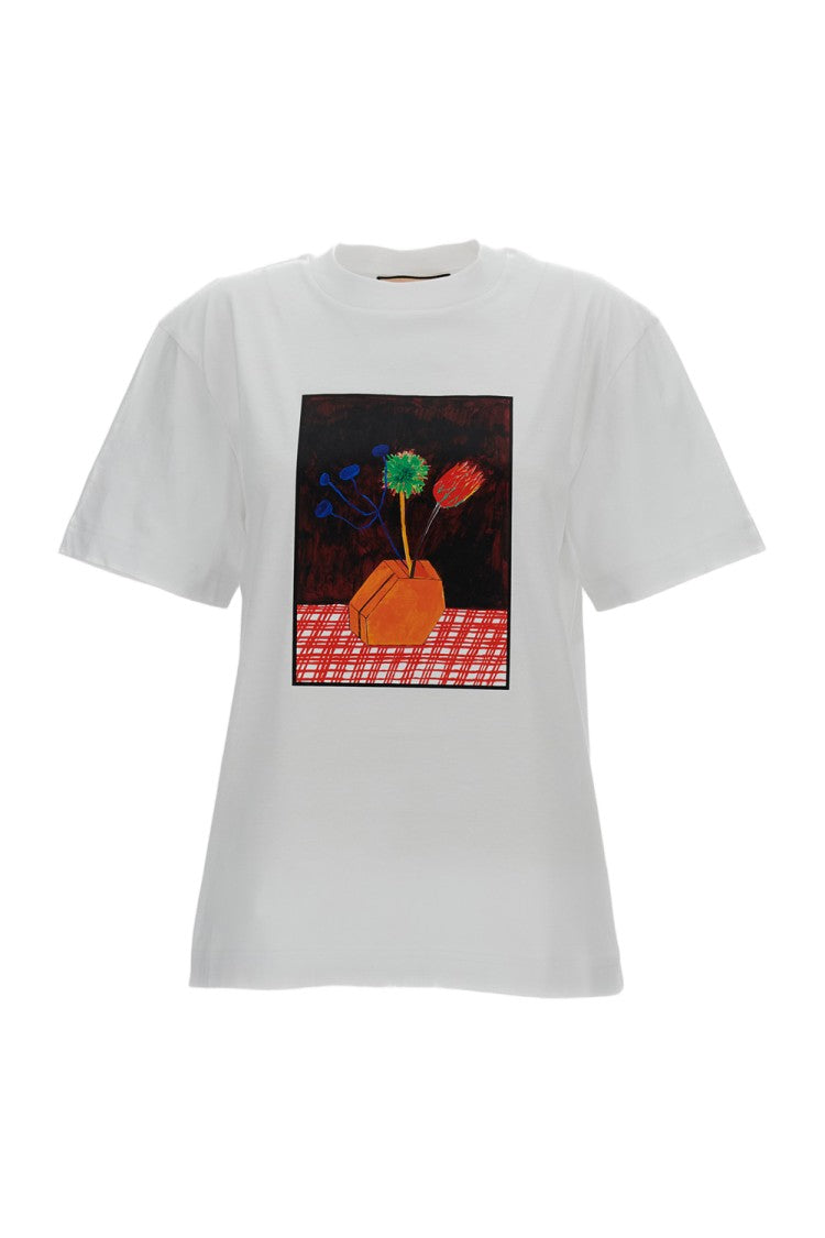 Plan C Boxy-Fit Multicolor Printed Crew-Neck T-Shirt