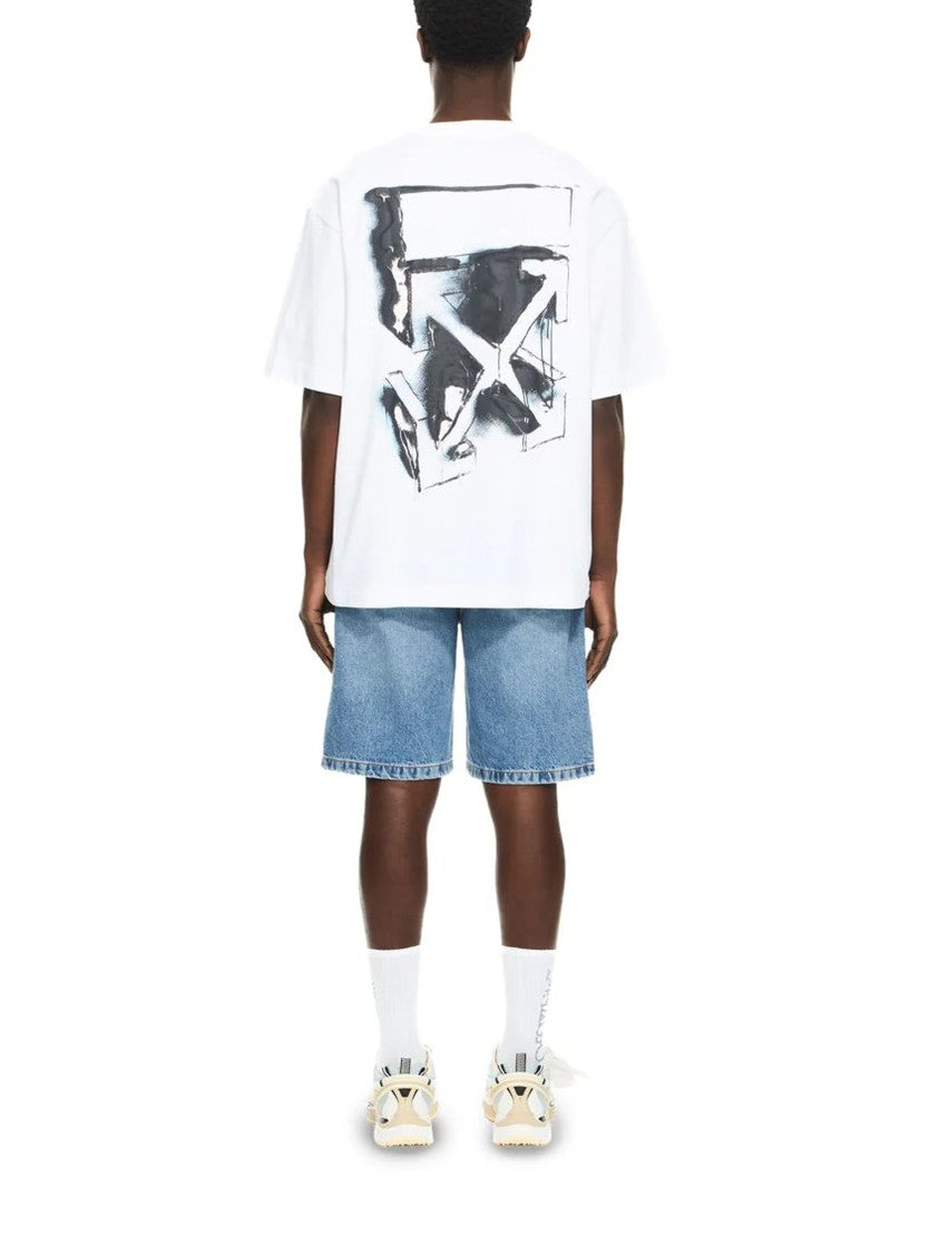 Off-White White Paint Arrow Print Cotton T-Shirt