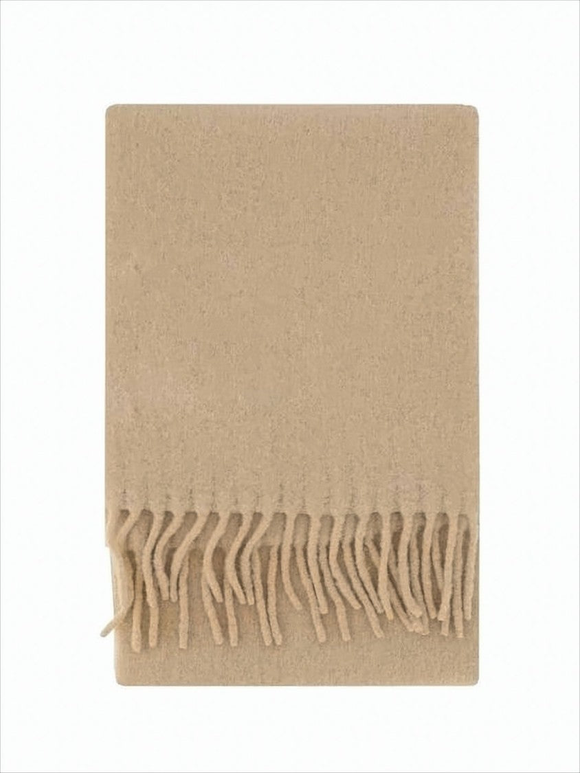 Marni Soft Rectangular Scarf With Fringed Edges And Logo Patch