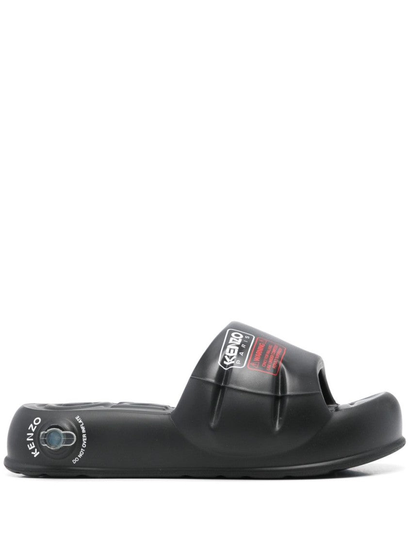 Kenzo Black Round Open Toe Moulded Sandals